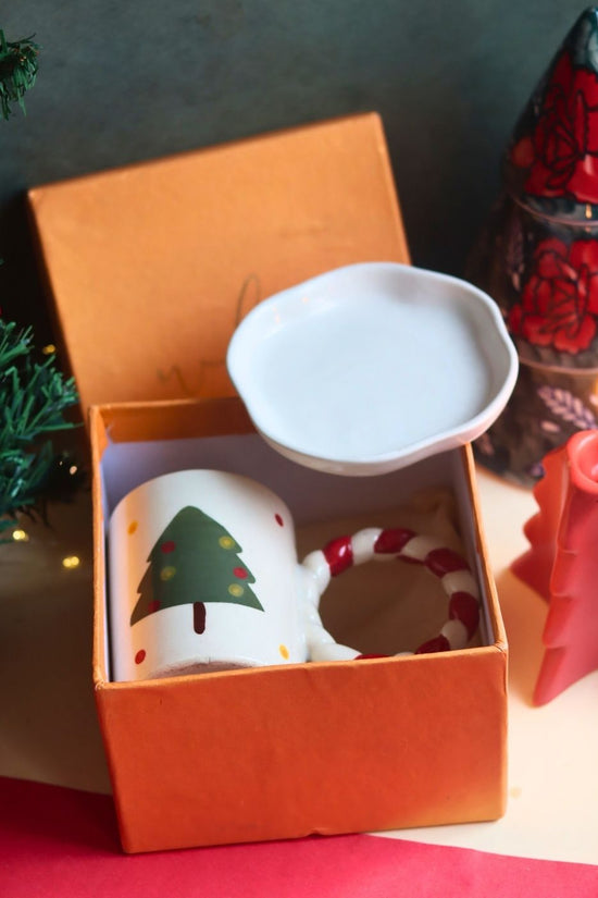 The OG Christmas Mug & White Handmade Dessert Plate in a Gift Box made by ceramic