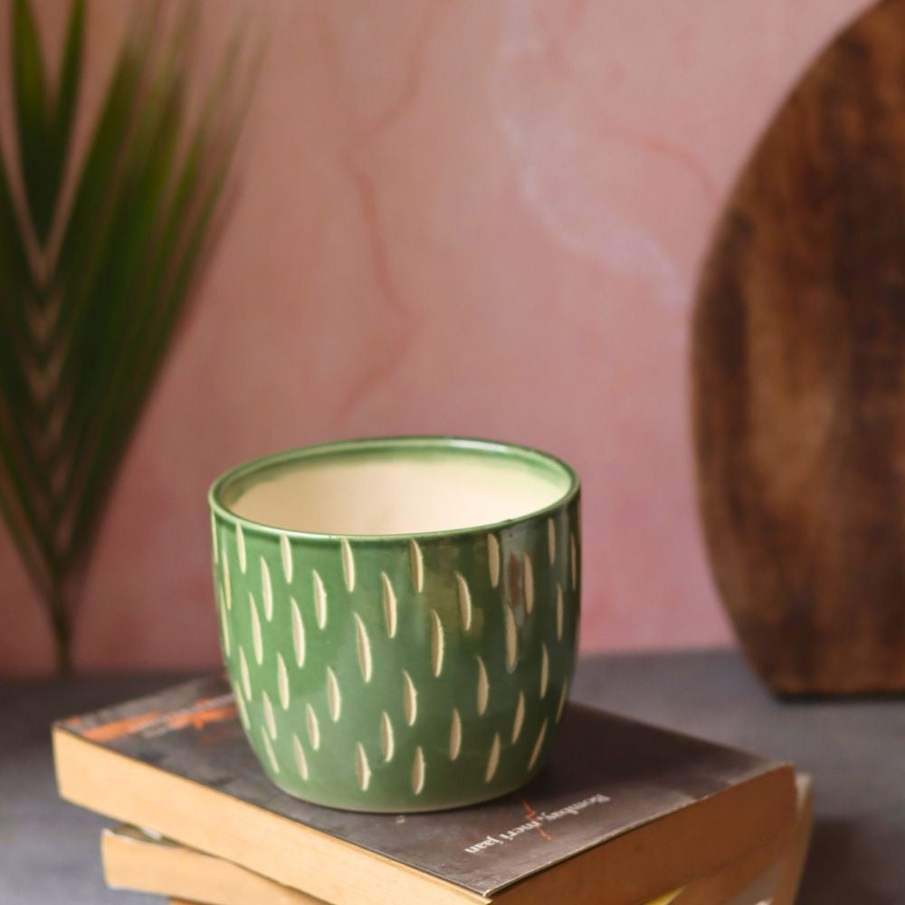 Handmade Etching Green Planter