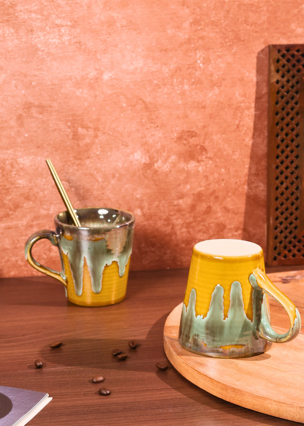 handmade shades of mustard coffee mug made by ceramic 