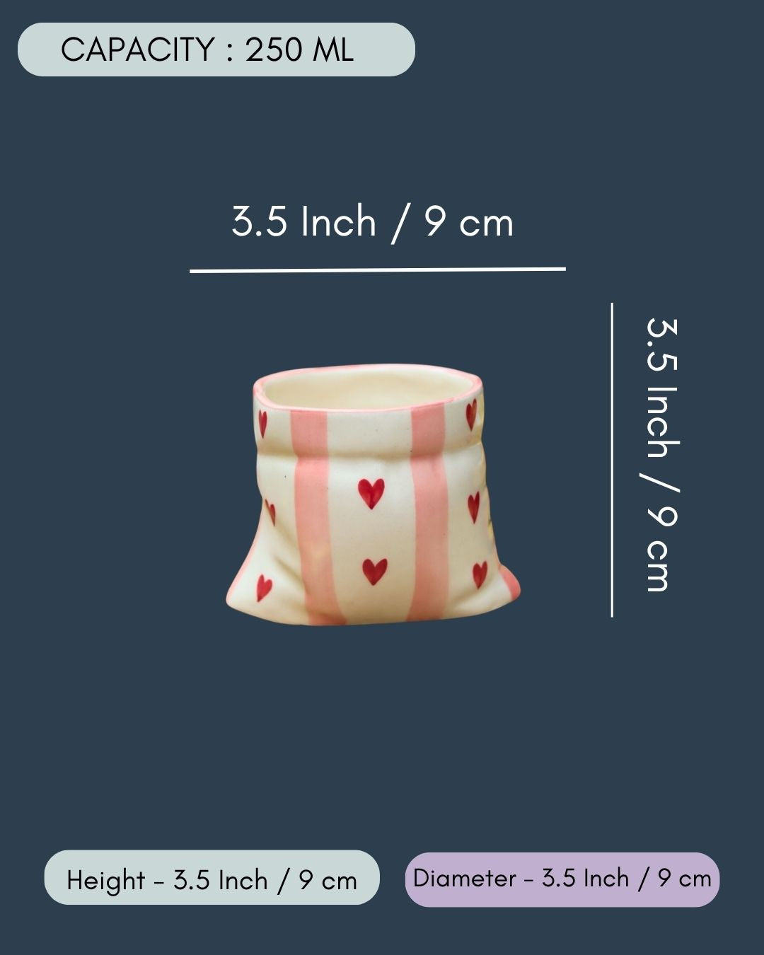 Striped Heart Pouch Mug