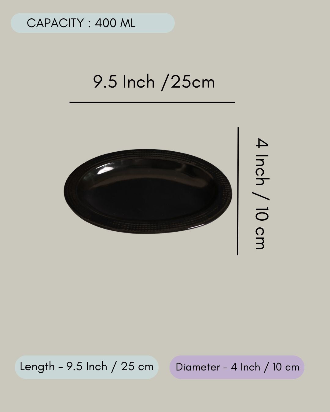 Black Oval Bowl