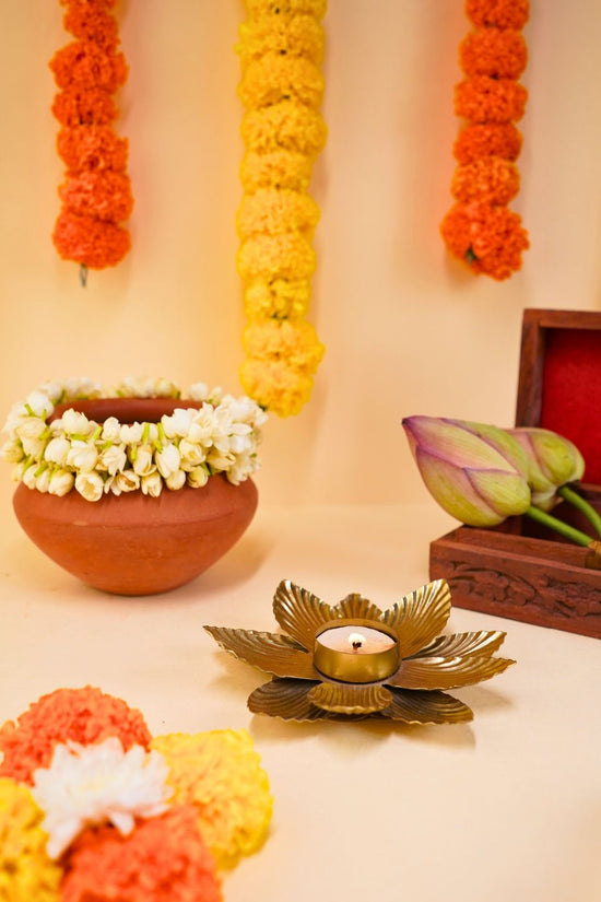 Golden Flower Tea Light Holder for this festival
