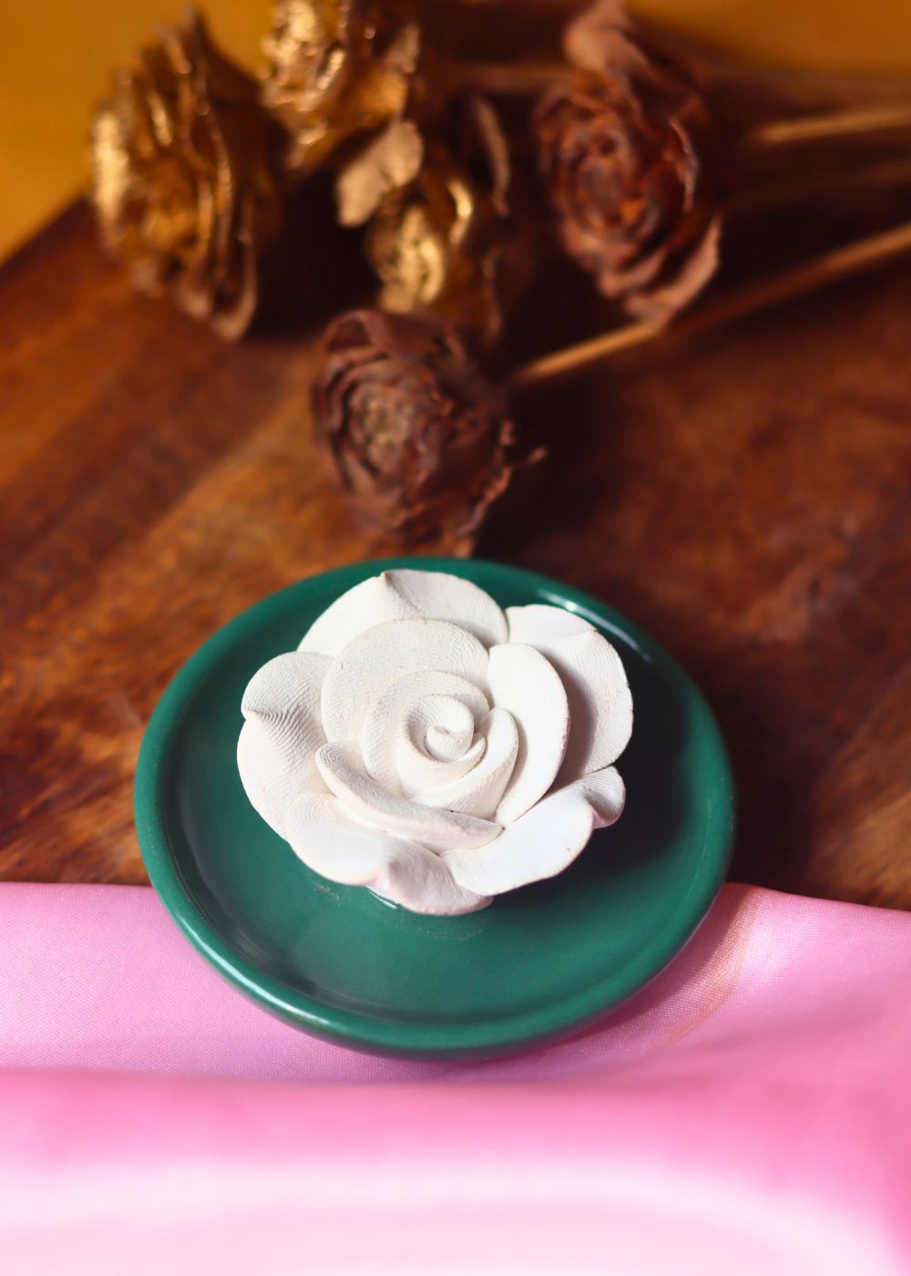 Bottle Green Floral Diffuser handmade in India