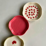 Red, All Heart & Daisy Handmade Dessert Plates  - Set of 3