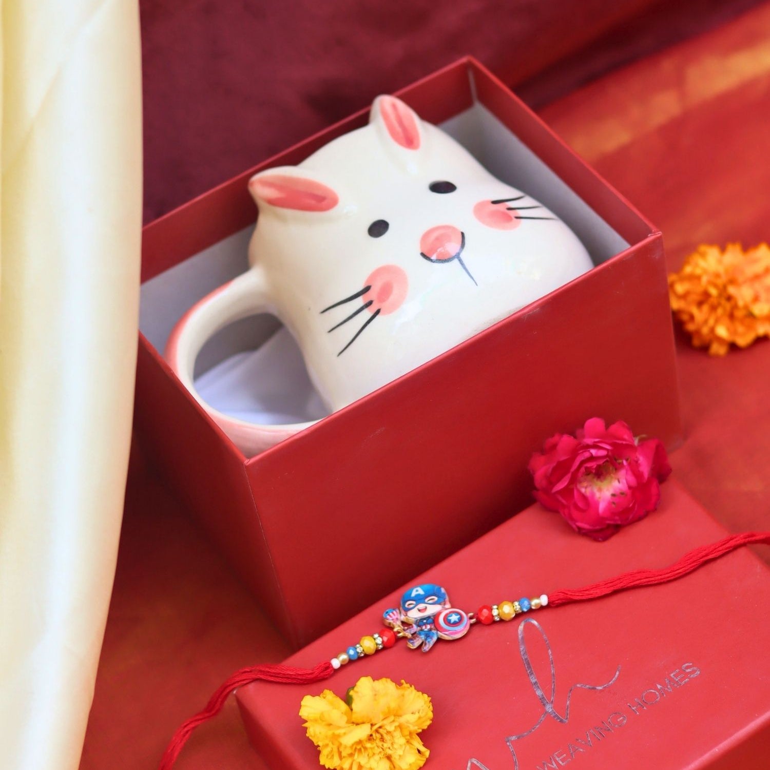 Handamde Bunny coffee Mug rakhi Gift Box