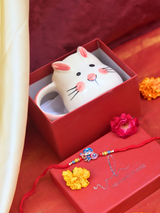 Handamde Bunny coffee Mug rakhi Gift Box