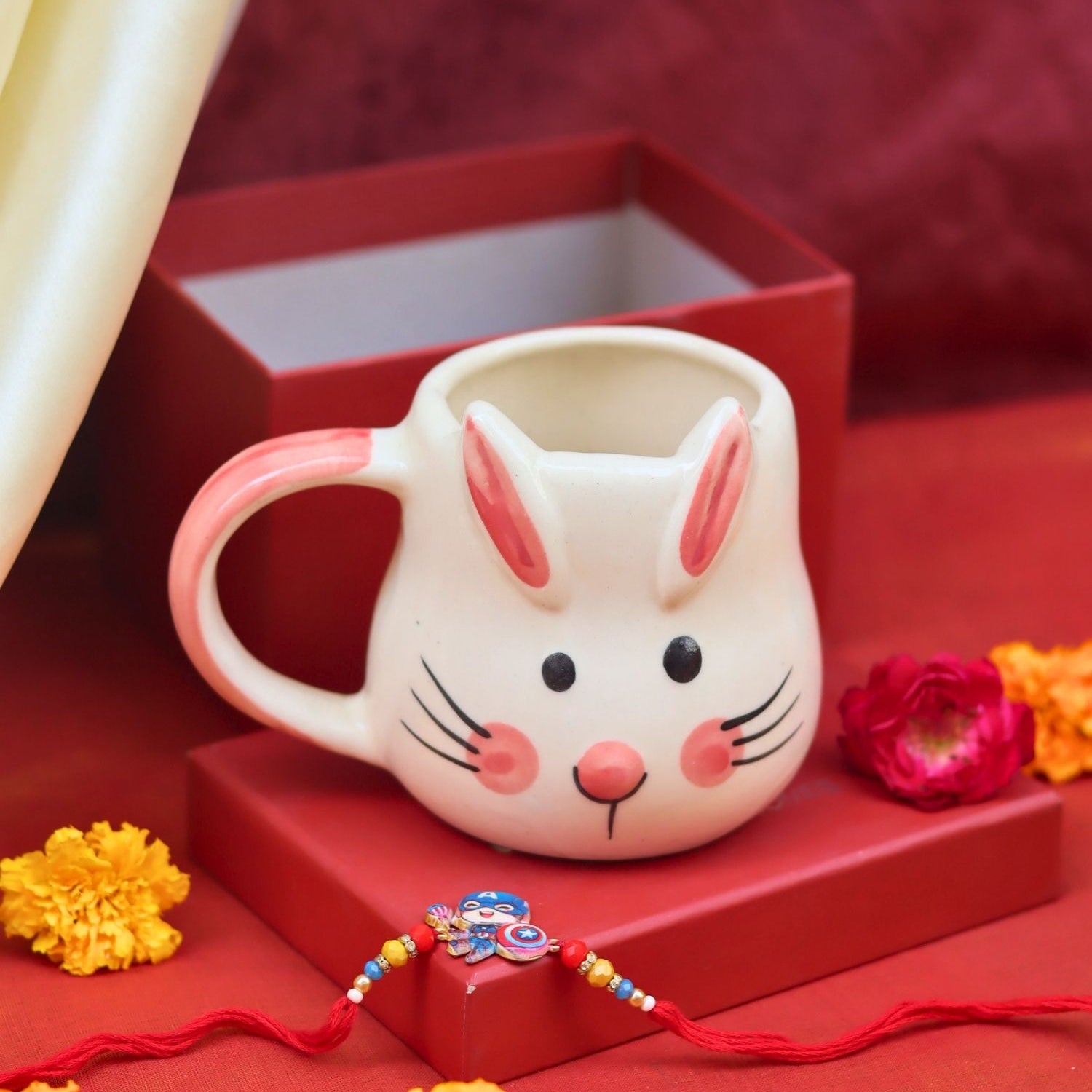 Bunny coffee Mug rakhi Gift Box made by ceramic