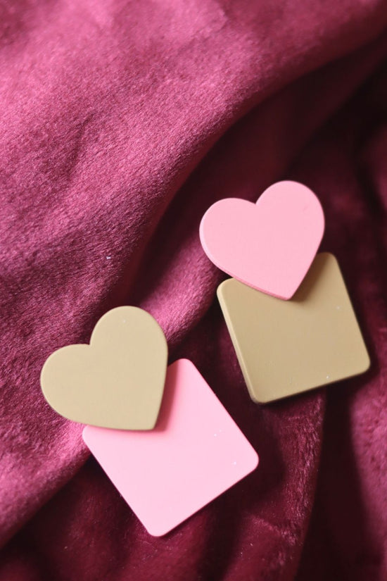 Heart Square Earrings made by plastic