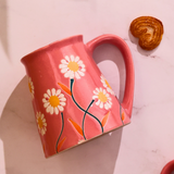 pink handmade spring mug made by ceramic 