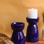 handmade Set of 2 - Royal Blue Pillar Candle Holder