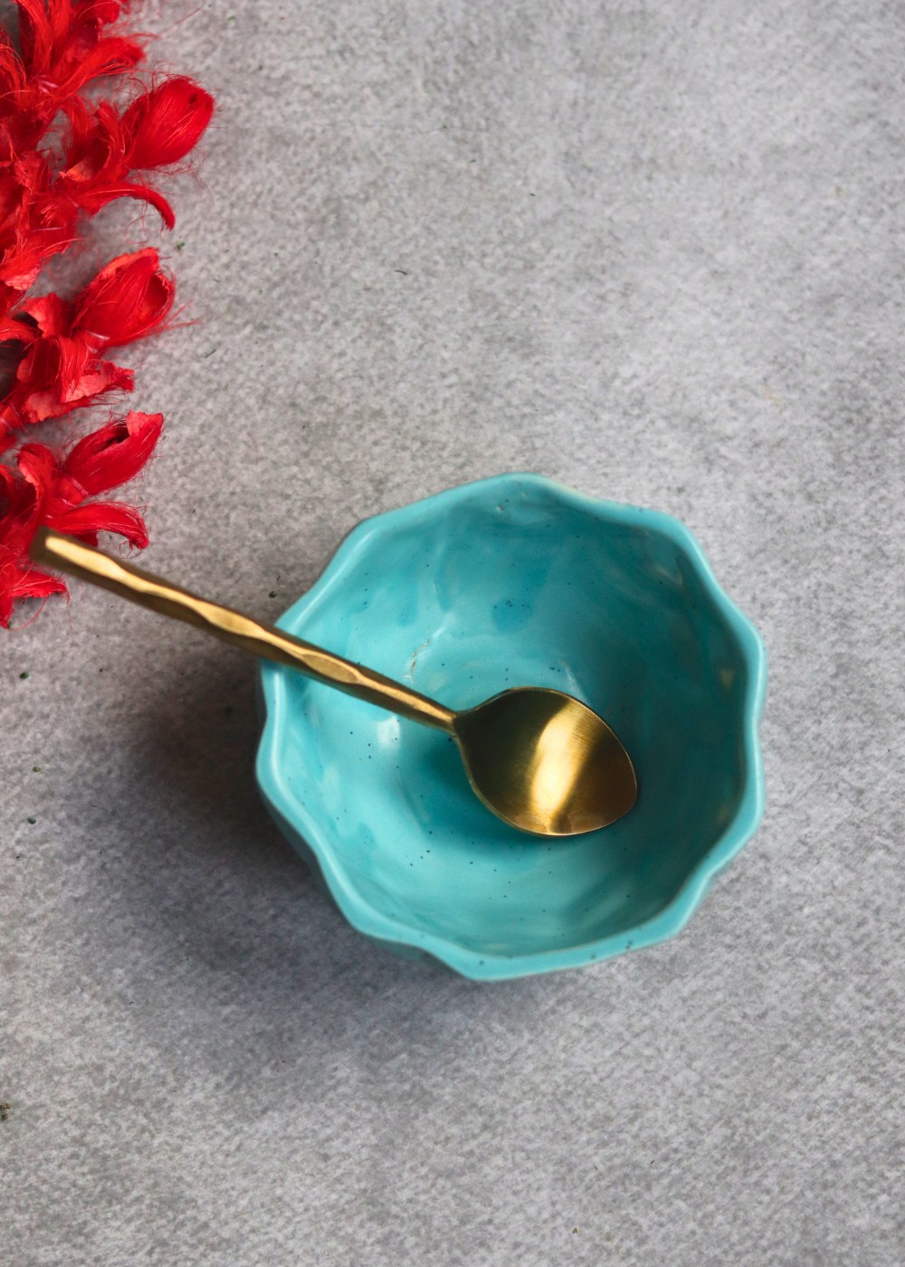 Dinnerware handmade ceramic blue diamond bowl with spoon