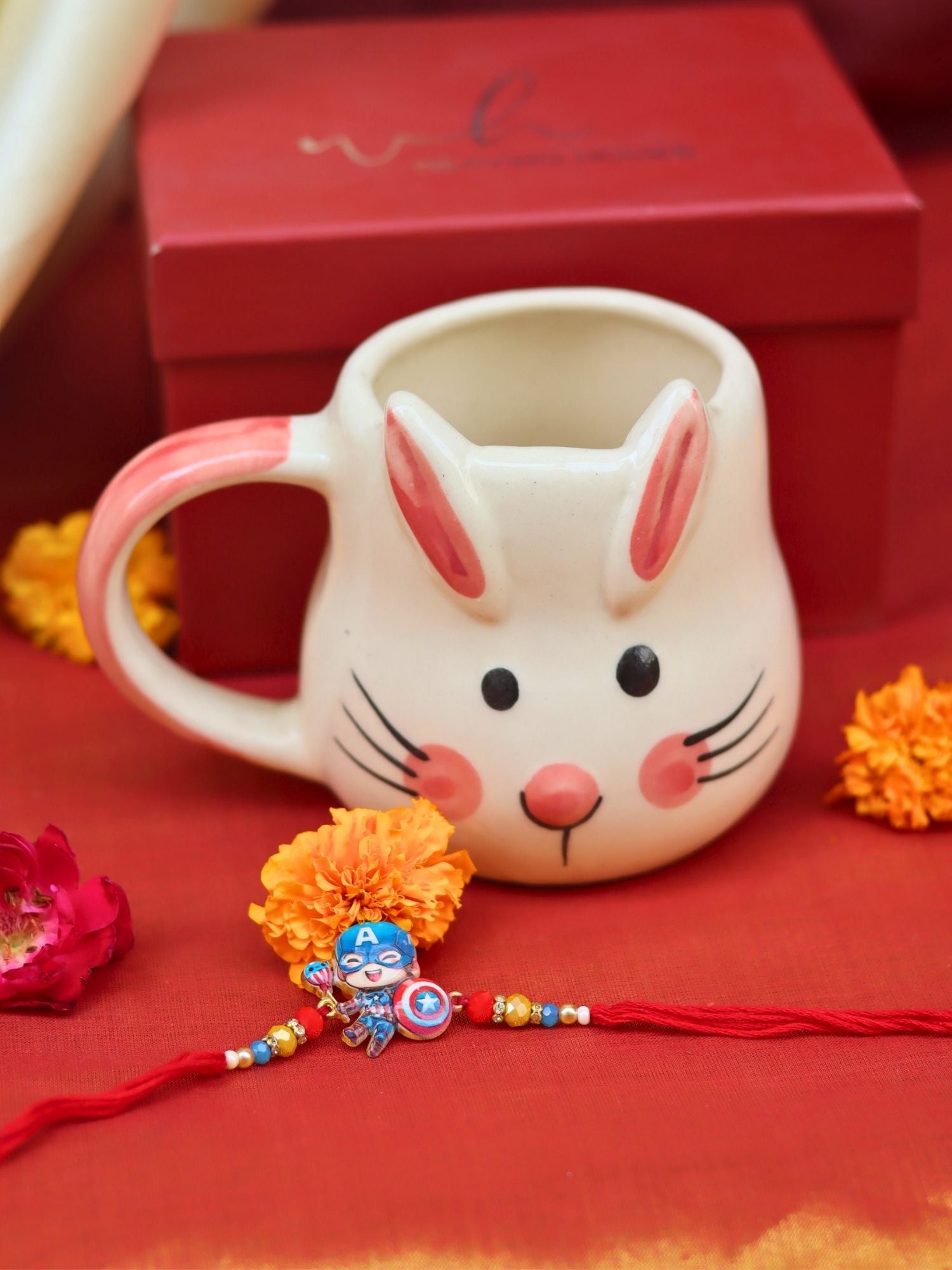 Bunny coffee Mug rakhi Gift Box handmade in India