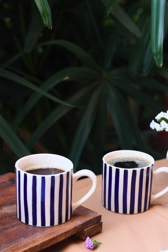 blue & white mug, bowl, plate & kettle