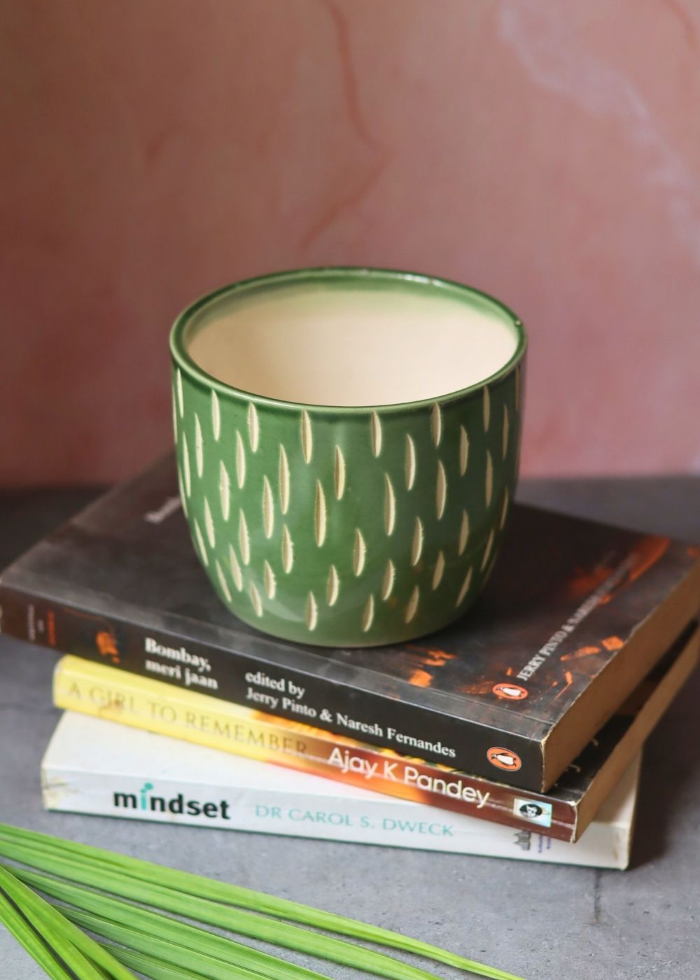 Etching Green Planter handmade in india