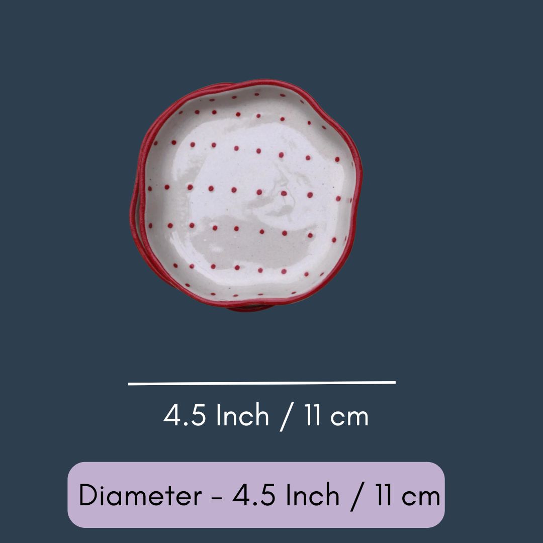 Red Polka Handmade Dessert Plate