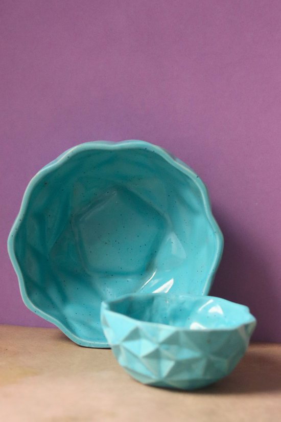 Blue diamond two bowl large & mini