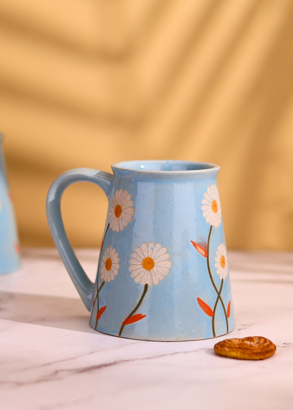 handmade mug with floral print on it