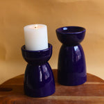 Set of 2 - Royal Blue Pillar Candle Holder with premium quality material