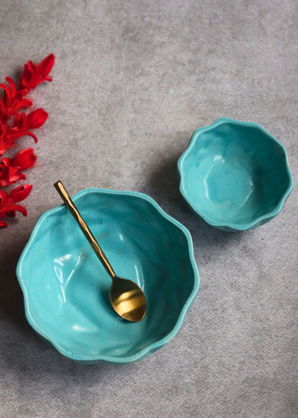 Two ceramic blue diamond bowls 