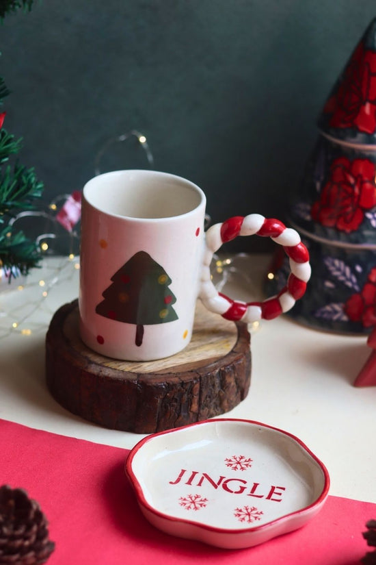 The OG Christmas Mug & Jingle Handmade Dessert Plate made by ceramic