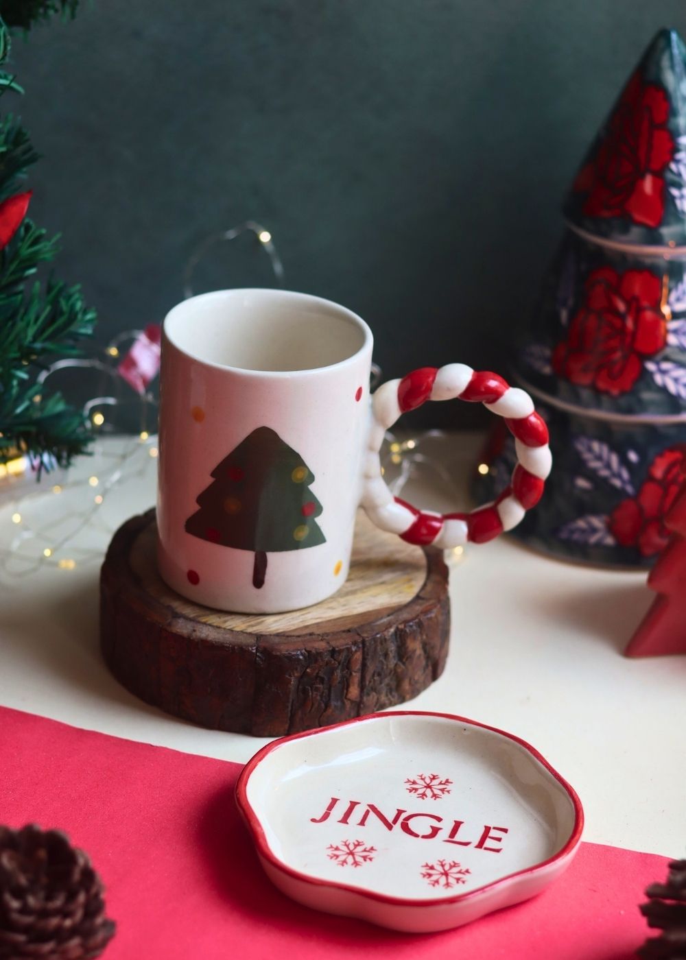 The OG Christmas Mug & Jingle Handmade Dessert Plate made by ceramic
