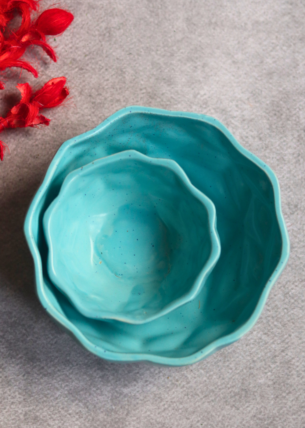 Set of two bowls handmade ceramic skyblue color