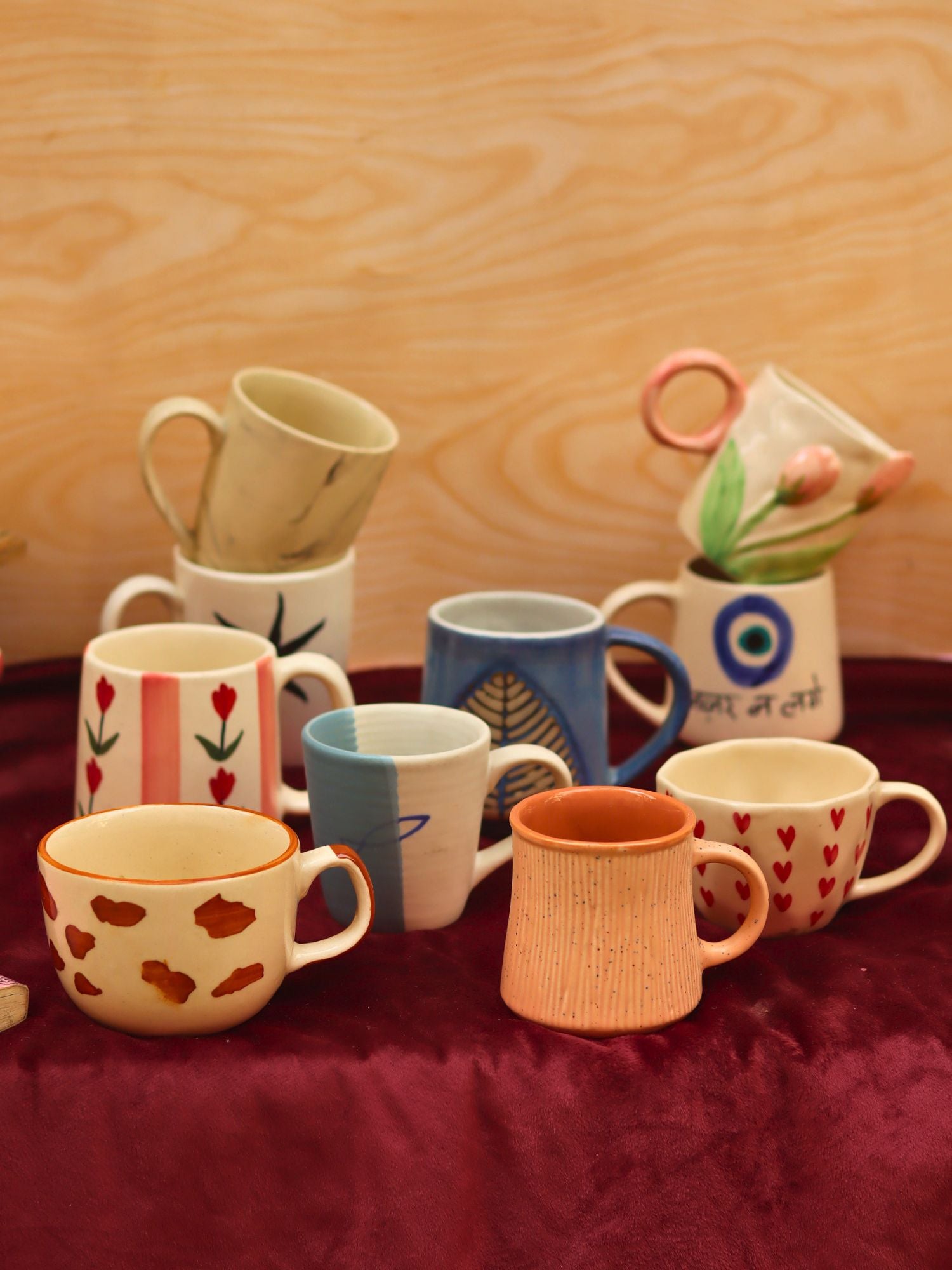 Set of 10 Summer Bliss Mugs combo (for the price of 7) handmade in India