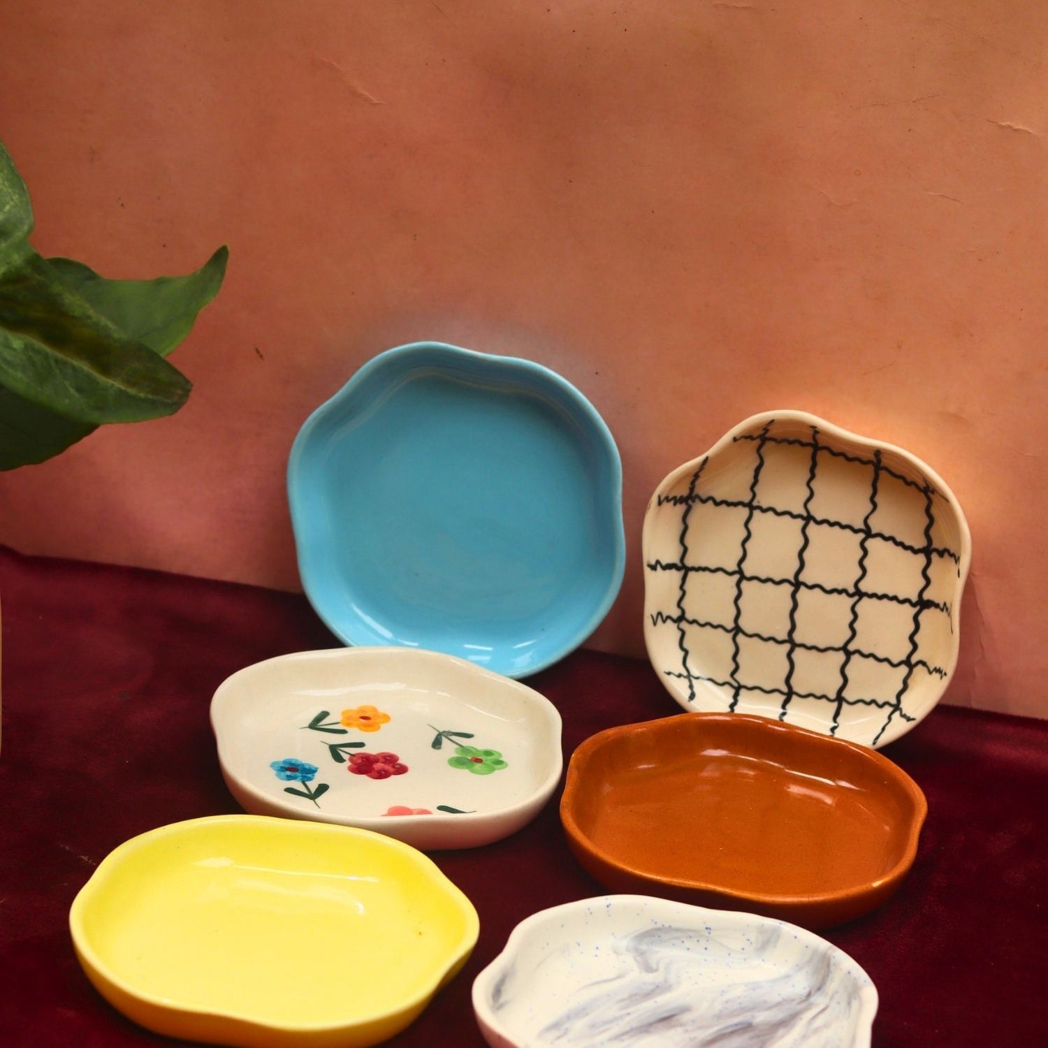 handmade Set of 6 Classic treat handmade dessert plate (for the price of 5)