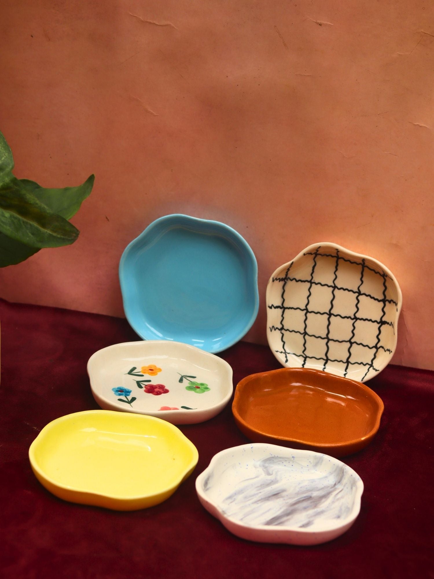 handmade Set of 6 Classic treat handmade dessert plate (for the price of 5)