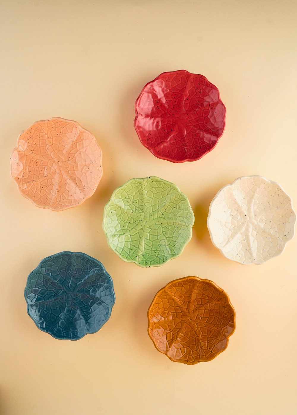 set of 6 cabbage handmade dessert plate with different colors 