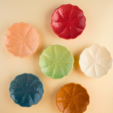 set of 6 cabbage handmade dessert plate with different colors 