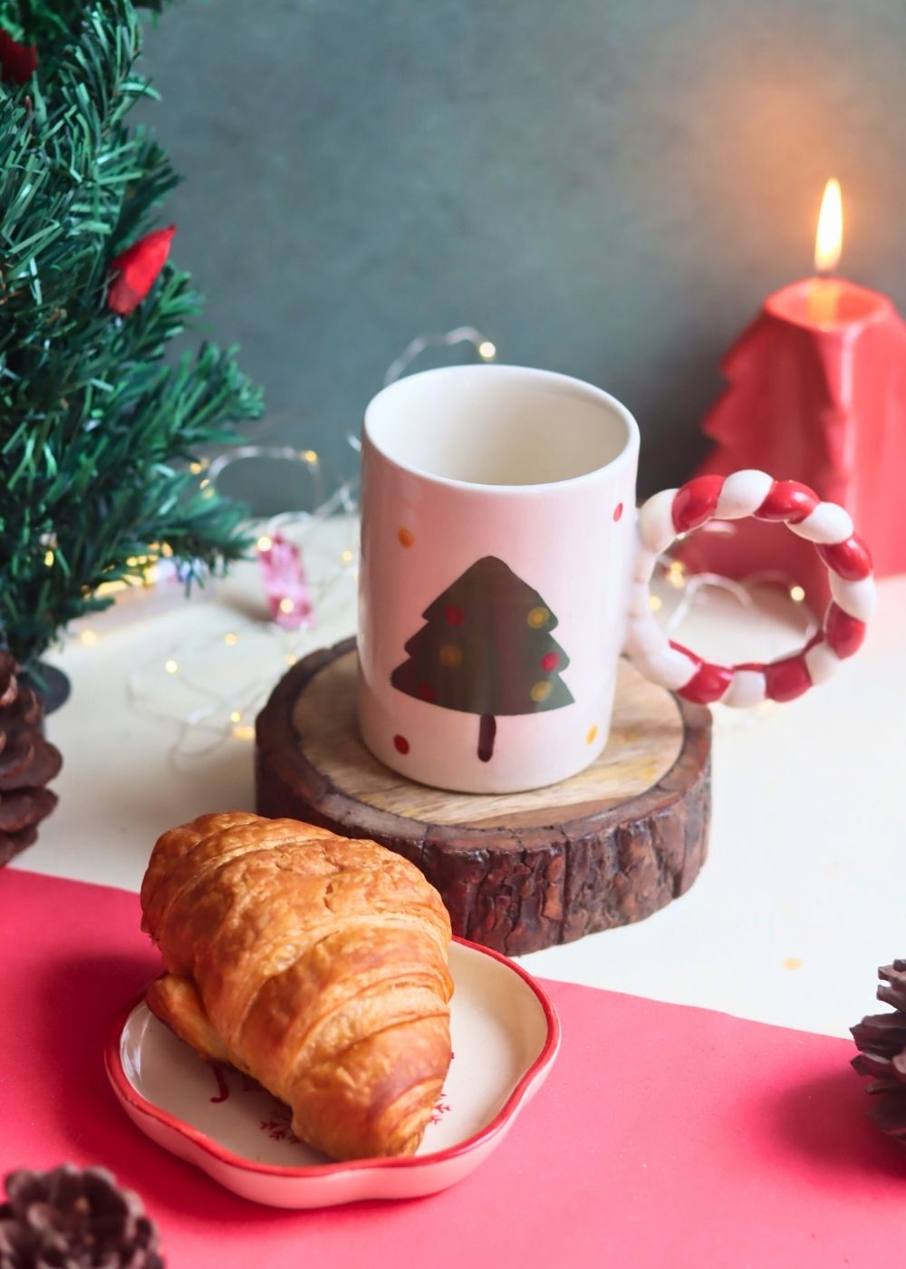 The OG Christmas Mug & Jingle Handmade Dessert Plate handmade in india