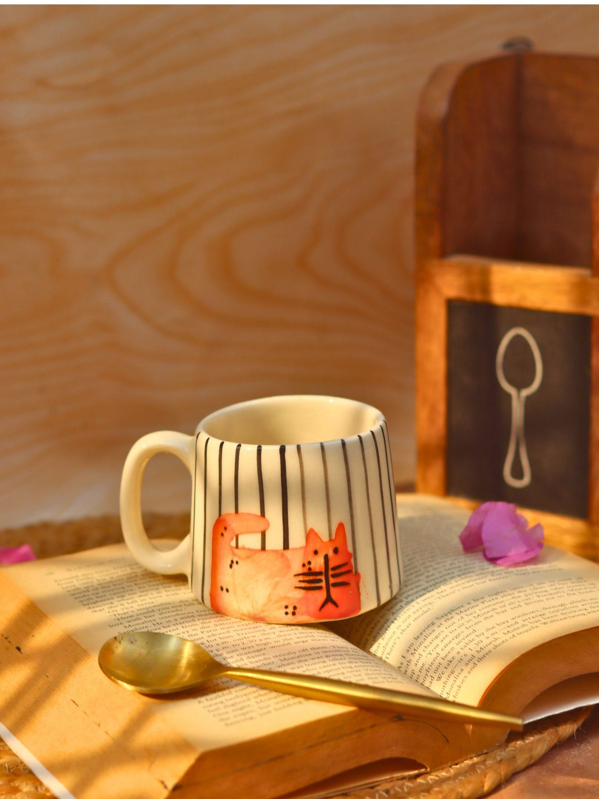 Stripey Kitty Mug handmade in India