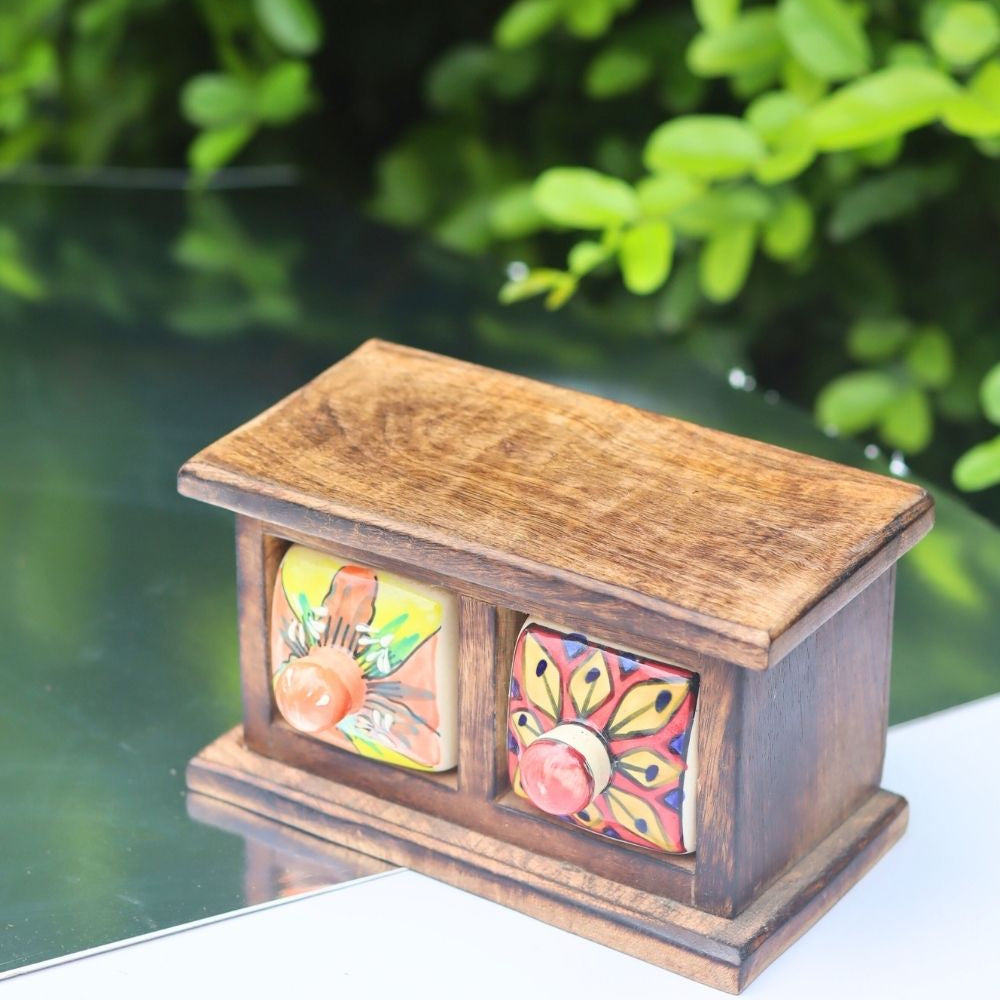 handmade Wooden Decor Drawer – Tribal Hues