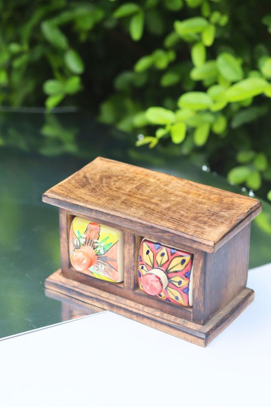 handmade Wooden Decor Drawer – Tribal Hues