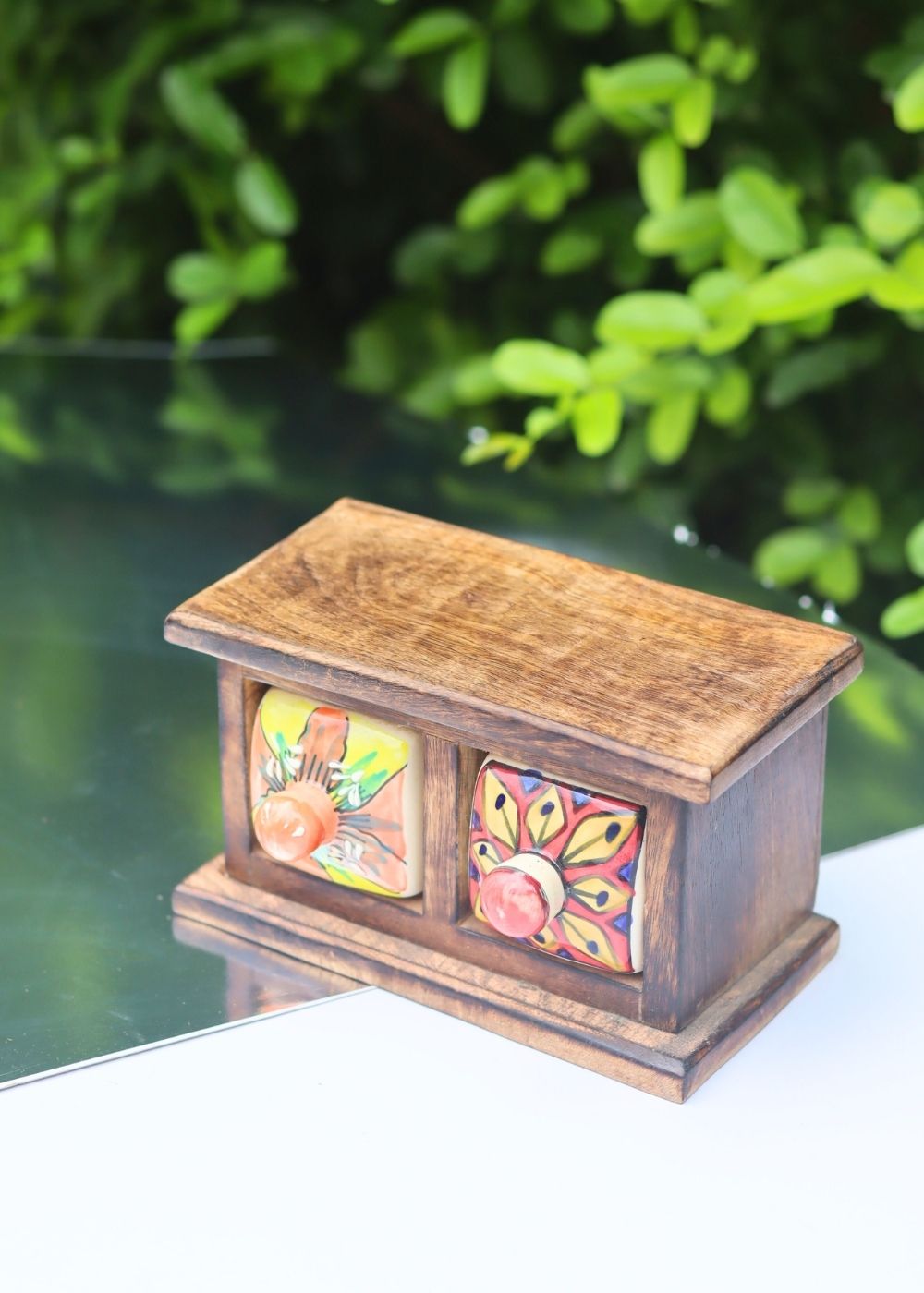 handmade Wooden Decor Drawer – Tribal Hues