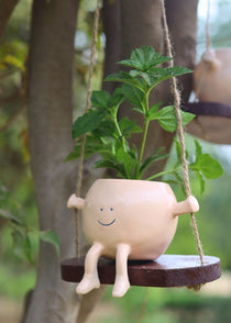 Handmade smiley hanging planter 