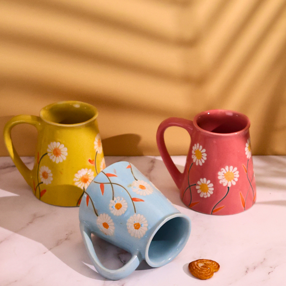 handmade spring coffee mug set of three combo