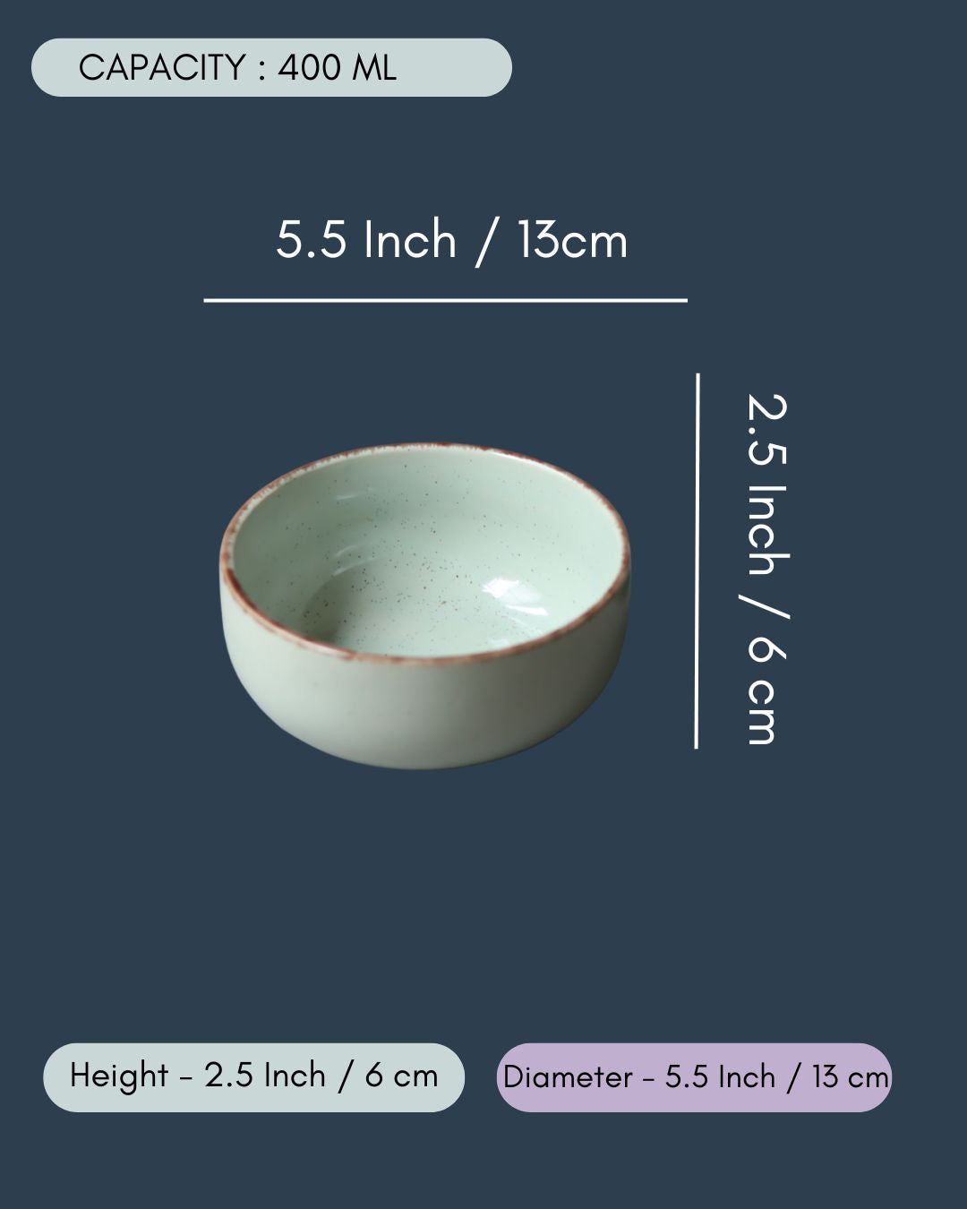 Mint Green Ceramic Bowl - Set of 2