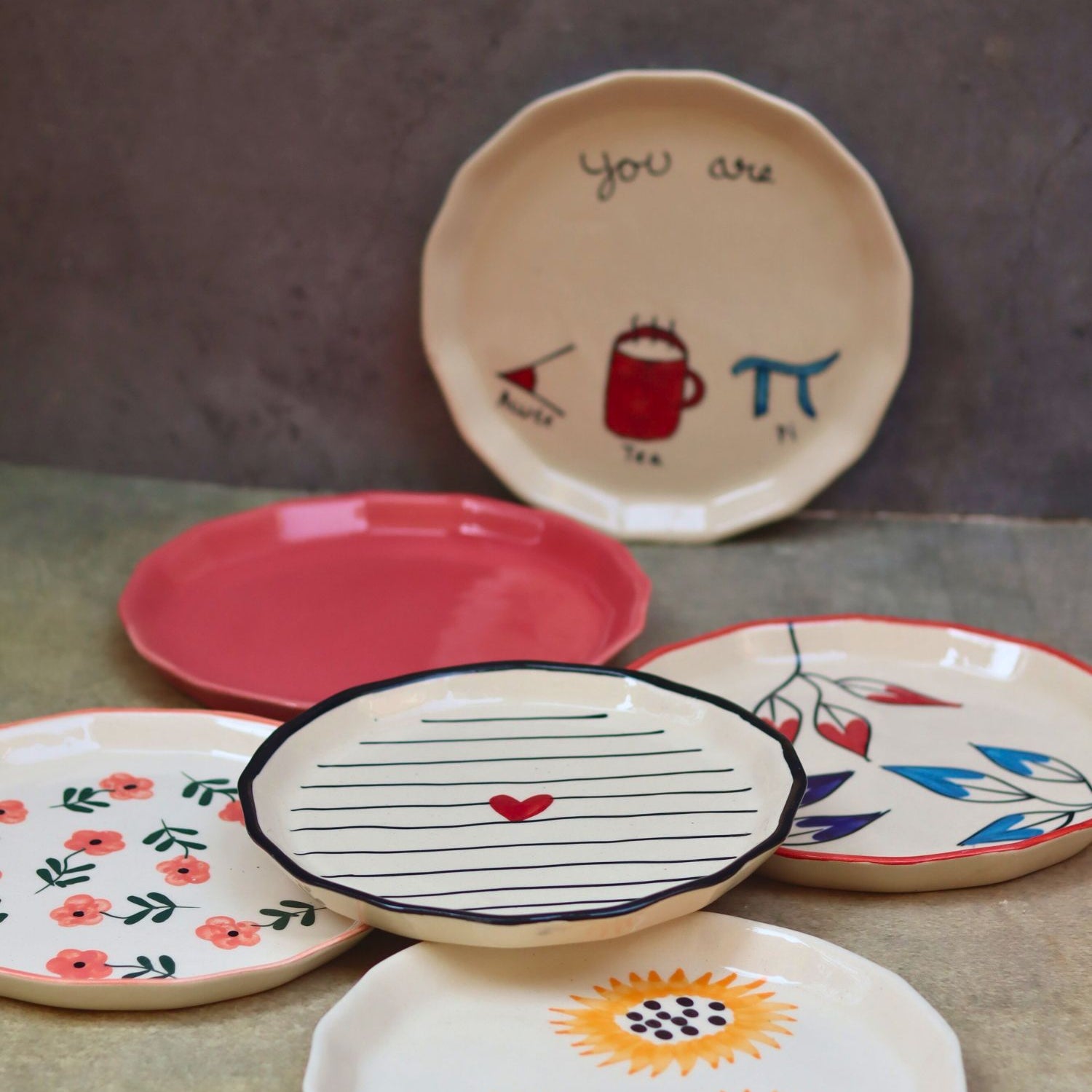 Handmade Set of 6 Snack & Serve Plates Combo (for the price of 5)