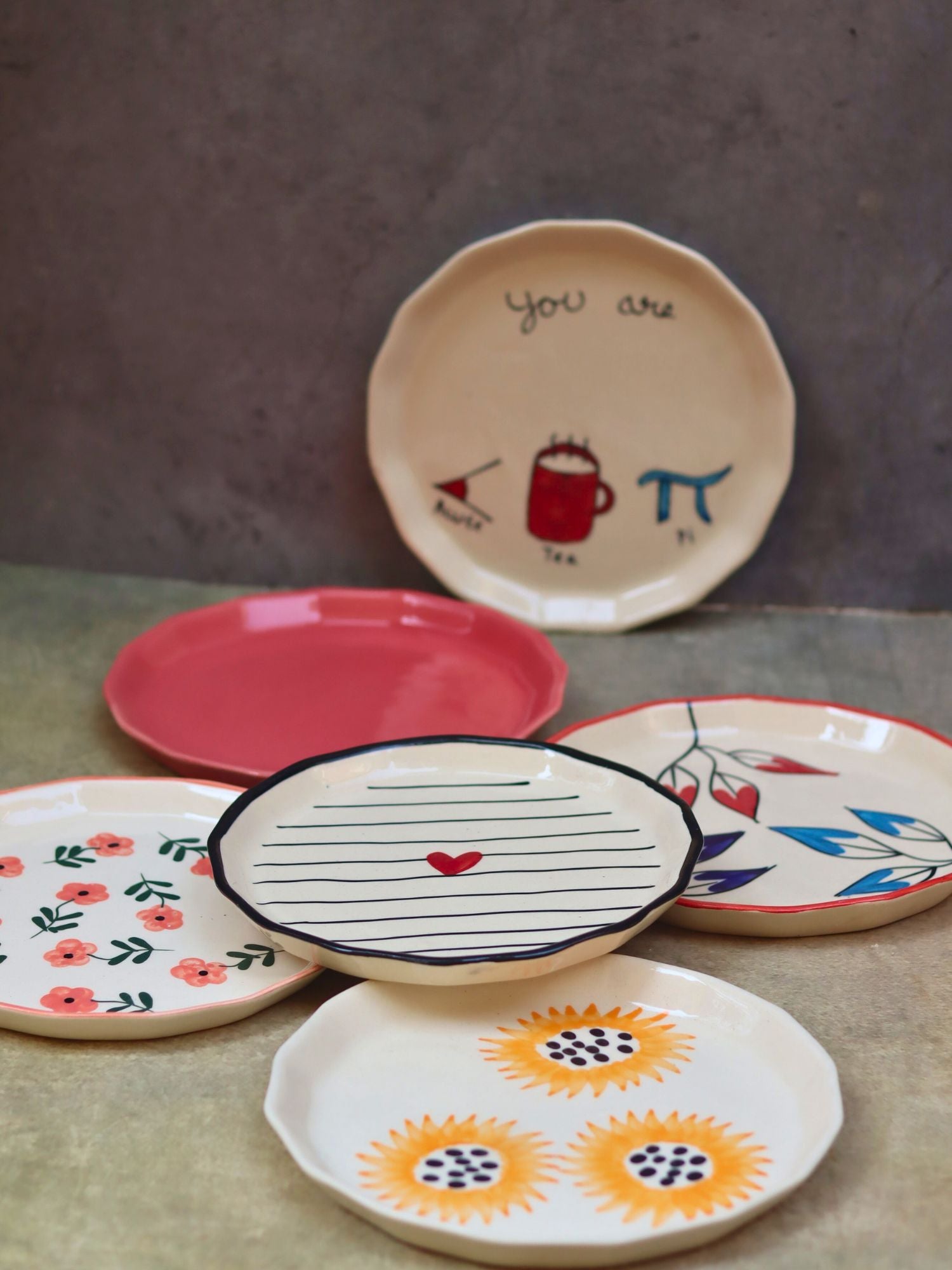 Handmade Set of 6 Snack & Serve Plates Combo (for the price of 5)