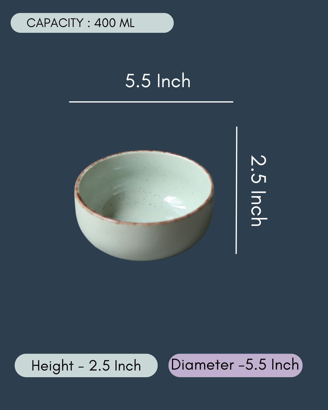 Mint Green Ceramic Bowl - Set of 4