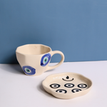 handmade evil eye mug & evil eye dessert plate 