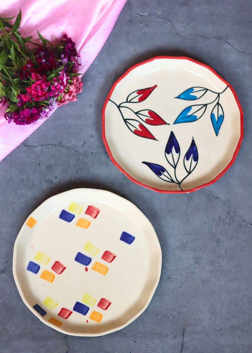 Petals & Crayon Snack Plate handmade in india