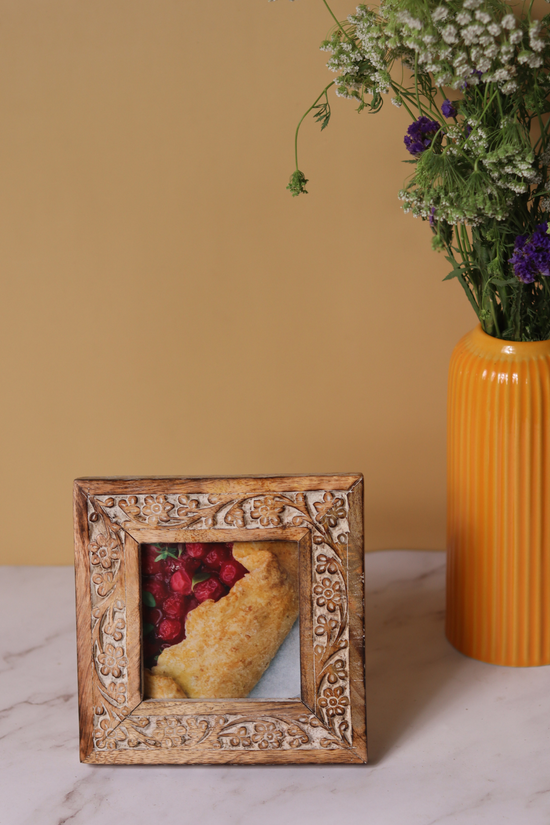 carved floral square frame made by wooden