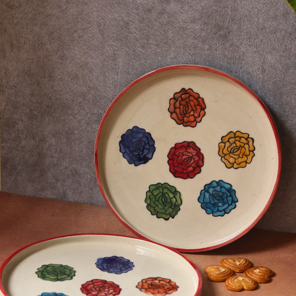 Two handmade ceramic platters 