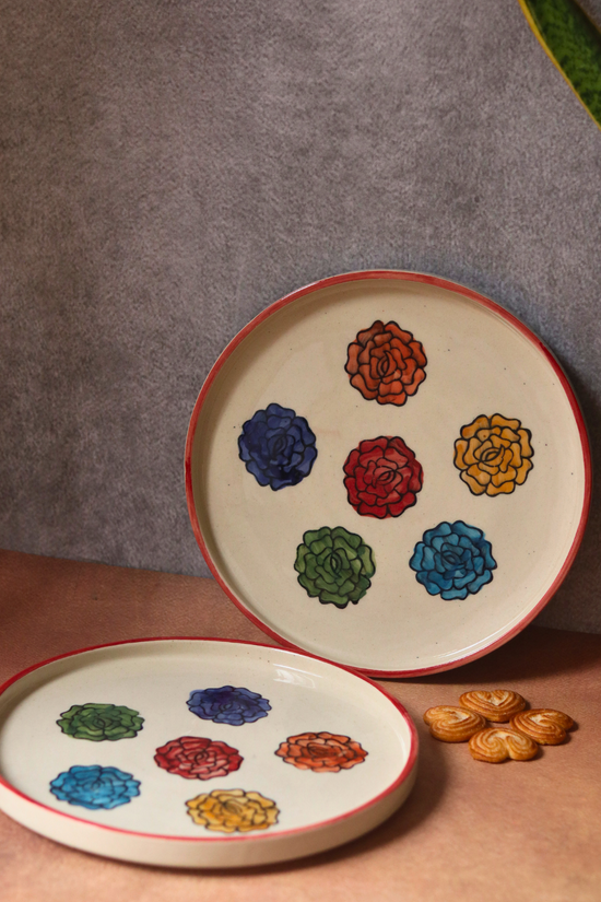 Two handmade ceramic platters 