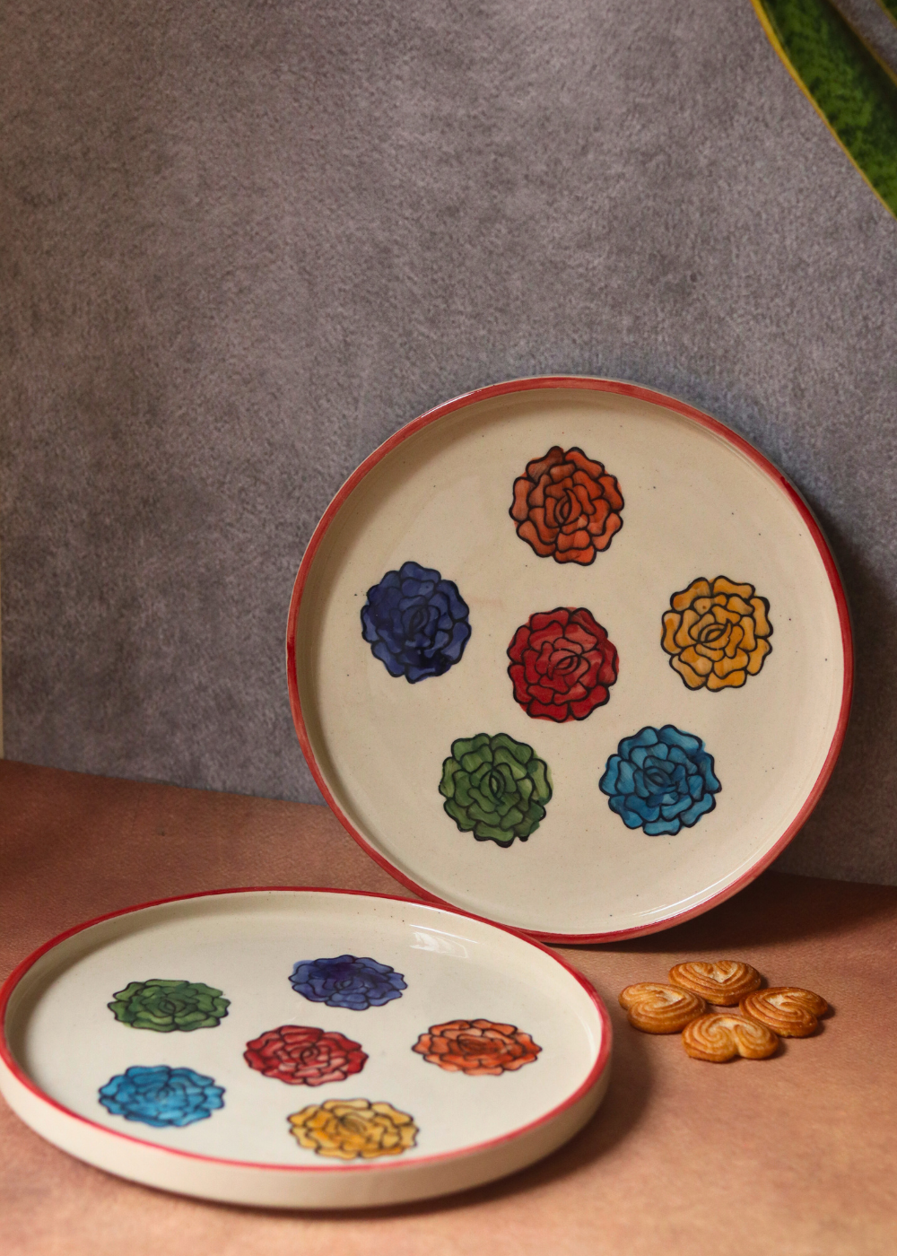 Two handmade ceramic platters 