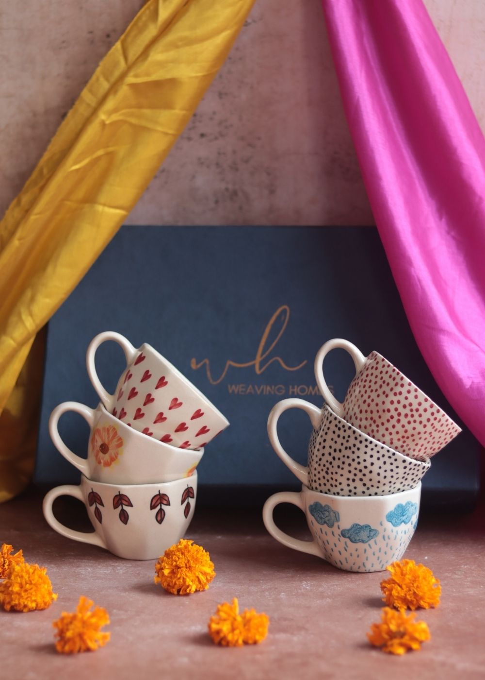 Set of 6 Dreamy Delight Mugs (for the price of 5) Diwali Gift Box handmade in india