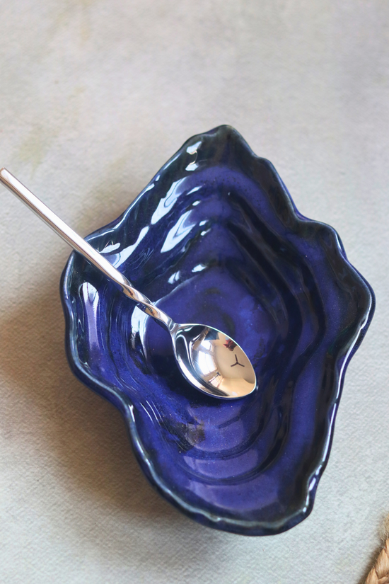 Wavy Blue Bowl With Spoon